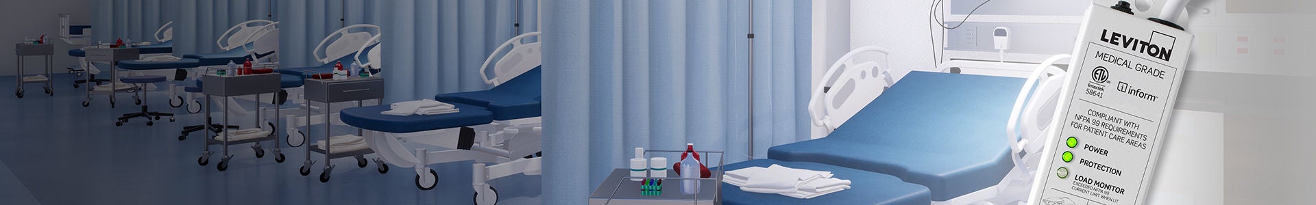 Múltiples de alimentación en habitación de hospital