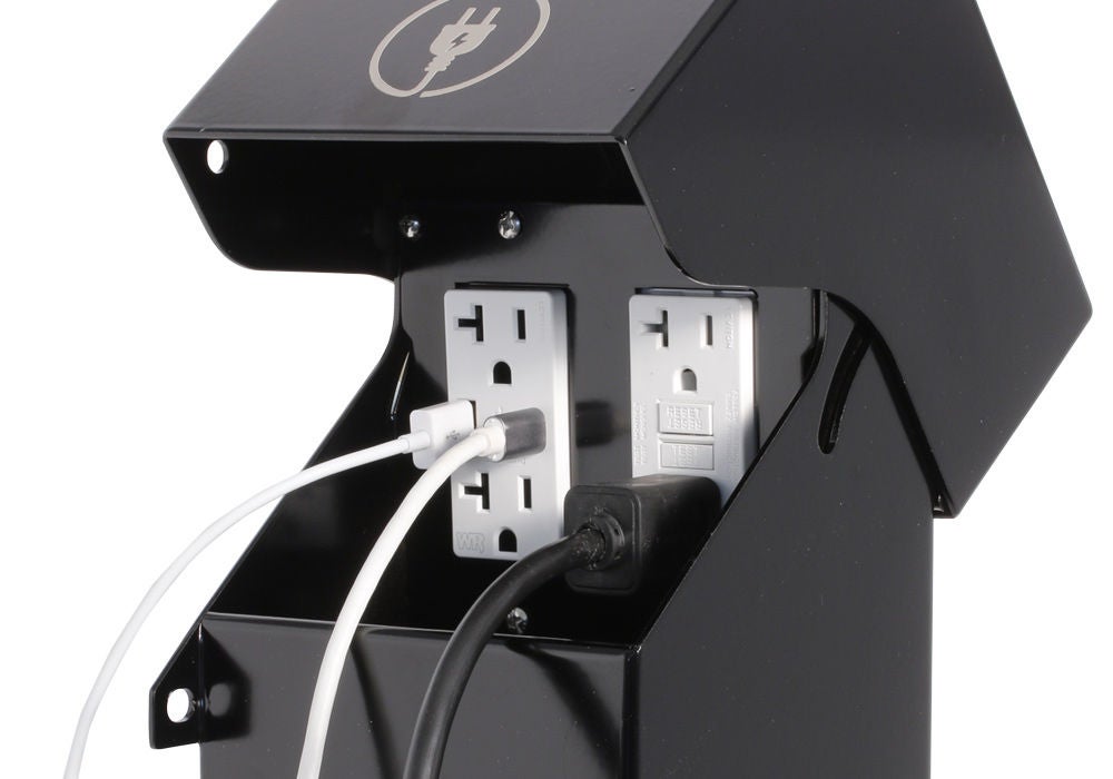 Pedestal de alimentación abierto con receptáculos ICFT instalados