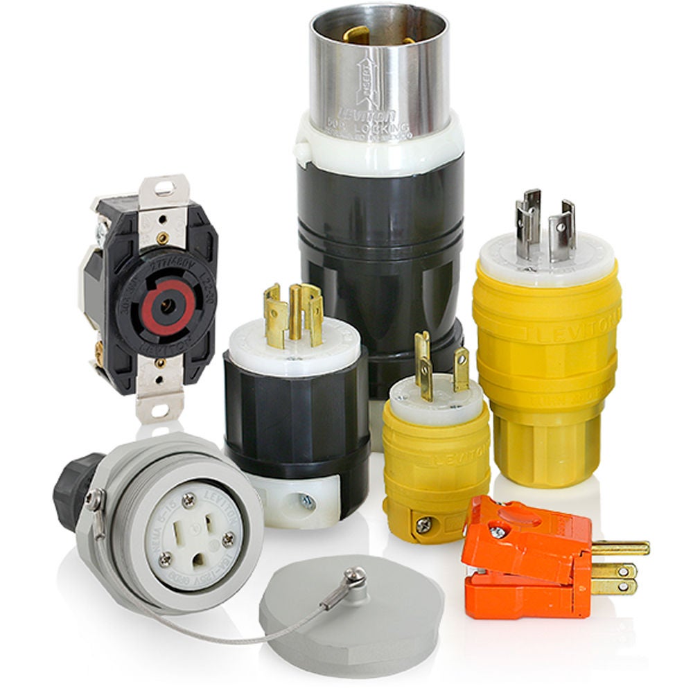 Receptáculos y conectores de clavijas de hoja recta y con seguro