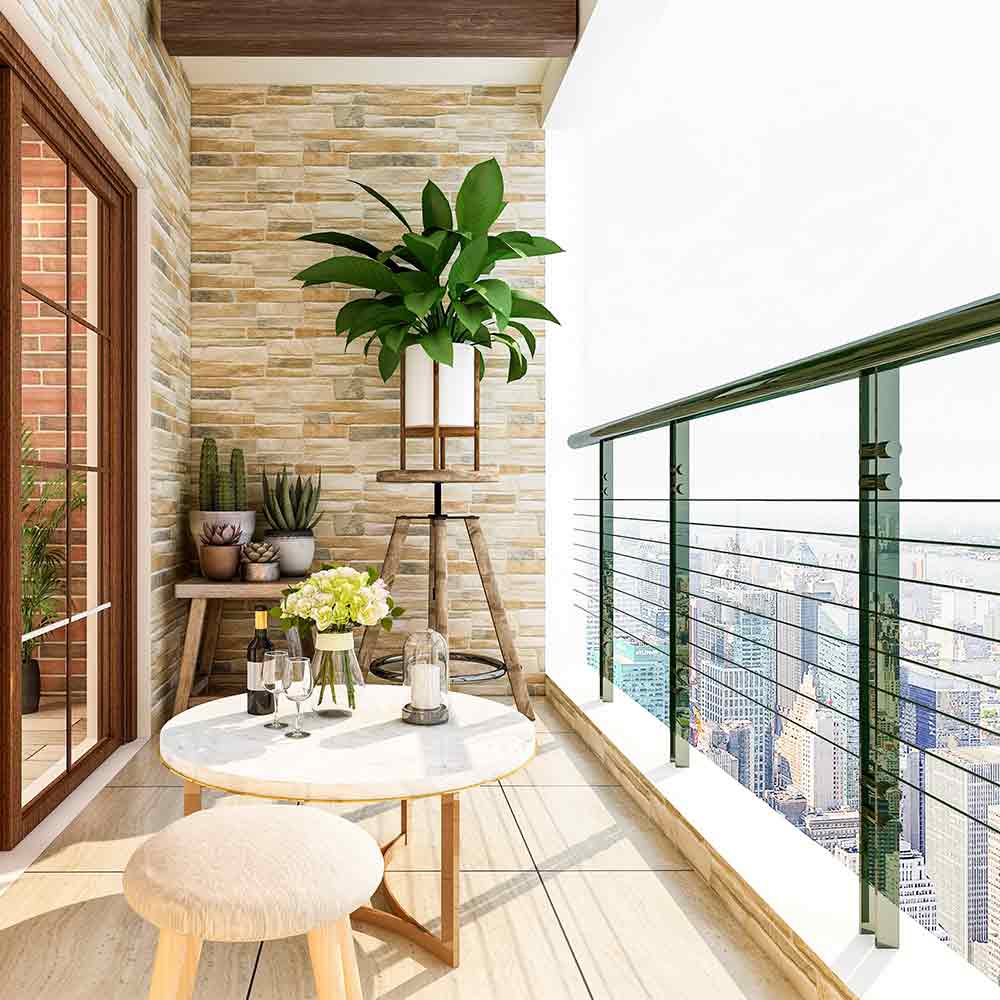 patio pequeño con balcón